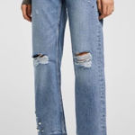 ZARA  Basic Z1975 Denim Straight Pearl Distressed Embellished Jeans 2 Photo 0