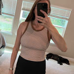 Aerie  Brown and White Striped Women's Tank Top Crop Offline Photo 0