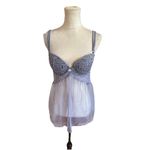Victoria's Secret Victoria’s Secret Lace Lingerie Babydoll Top Padded Open Back Sheer Lilac 36C Photo 4