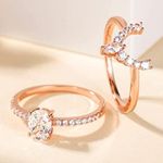 OVAL Cubic Zirconia CZ Stackable Rings Rose Gold Ring Set Photo 1
