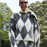 H&M Pringle of Scotland X Oversized Cropped Jacquard-Knit Sweater, Wool Size S Photo 3