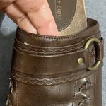 Lower East Side  9.5 Vintage 90s Y2K brown Leather Slip On Chunky Platform Mules Photo 11