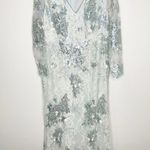 Mac Duggal 67539 Sea Mist Embellished Illusion V Neck Long Sleeve Gown 14 $698 Photo 2