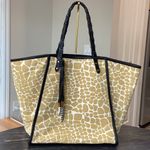Kempton and Co Gilaugh Tauton Canvas and Leather Giraffe Print Tote Bag NWOT Tan Photo 0