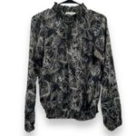 Allison Joy Evereve Ariel Black White Tan Floral Print Long Sleeve Top Size M Photo 2