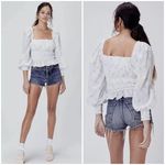 For Love & Lemons ππ Azalea Smocked Cropped Top ~ White FLoral Print Medium Photo 1