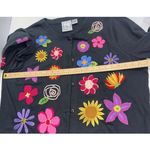 Michael Simon Lite Black Floral Embroidery Cotton Long Sleeve Cardigan Size 1X Photo 5