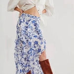 Free People Flounce Around Maxi Skirt in Blue Floral Combo Sz 8 NWT $128R Photo 0