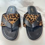 LAFAYETTE 148 NEW YORK Iris Thong Sandal Teak Multi Black Leather Leopard Sz 39 Photo 9