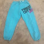 Free City  Blue Machine Teal Sweatpants With Pink Bird Logo Photo 2