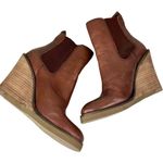 Lucky Brand  Fedora Brown Leather Wedge Ankle Boots Booties 6.5 Photo 3
