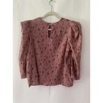 a.n.a NEW . Free Geo Rose Aztec Print Keyhole Back Puff 3/4 Sleeve Blouse S Photo 1