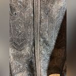 Skirt midi maxi Gray Patterned Brocade Women's Skirt blue grey fringe 12 lined Photo 2