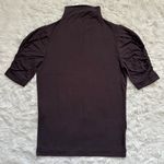 Madewell Top Drapey Puff-Sleeve Mockneck Tee Dark Carob Brown XS NWT New Photo 3