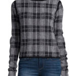 Paige NEW  Alpaca Wool Black And Grey Plaid Sweater Size XS Oversized Photo 0