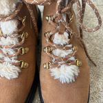 J.Crew  Brown Tan Suede Winter Hiking Combat Boots Faux Fur Lace Up Outdoor Photo 2
