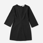 Everlane 3/4 Long Sleeves Shift Dress Mini Short Black Ponte Stretch Size 6 (S) Photo 7