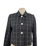 Brooks Brothers  Black Windowpane Print Cropped Blazer Wool Size‎ 2P Petite Photo 3