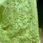 Chico's Chico’s Size 1 (M) Green Embroidered Sequin Jacket Hook & Eye Textured Floral Photo 5