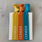 Clinique NWT  Colorful Hair Tie Set - Yellow, Orange, Blue Photo 2