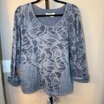Anthropologie  Saturday Sunday Laser Cut Rolled Sleeve Pullover‎ Blue Size Medium Photo 1