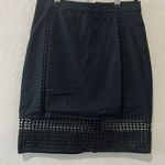 J.Crew  Black Linen Pencil Shirt with Crochet Detailing, Size 2P Photo 0