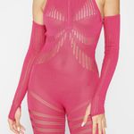 Maniere De Voir NEVER WORN KNITTED CONTOUR JUMPSUIT WITH SLEEVES - PINK Photo 4