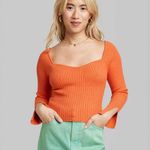 Wild Fable NWT Crop Sweater Pullover Sweetheart Neck Long Sleeve Orange Size XL Photo 10