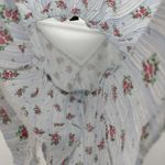 Fang Dainty Floral Striped Blue Multicolor Top Lace Trim Coquette Size Large Y2K Photo 7