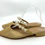 Lulus Hershie Champagne Satin Pearl Mules Women's 7 US Photo 1