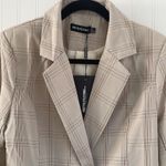 Pretty Little Thing women’s loose fit stone checked woven blazer NWT size 4 Photo 4