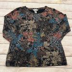 Christopher & Banks Petite Long Sleeve Tree Black Multi Colored Top Size PS Photo 0