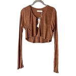 NWT Savannah Morrow Birdie Top in Cocoa Brown Cropped Long Sleeve Size Large Photo 5