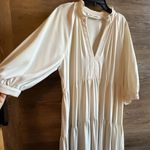 Amanda Uprichard  Womens Pullover Tiered V-Neck Midi A-Line Dress Ivory Size S Photo 5