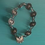 Vintage Faux Turquoise Cabochon Silver Tone Link Southwestern Choker Necklace Blue Photo 5