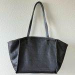 Neiman Marcus  Faux Shearling Reversible Vegan Leather Black Tote Bag Luxury Photo 11