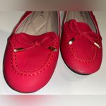 Victoria K. Red Detailed Boat Flats w/ Crystal Golden End Ties Size 9 Photo 4