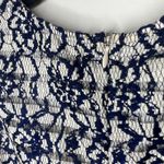 Maison Jules Fit & Flare Blue Floral Lace Overlaid on Cream Mini Dress SZ M Photo 4