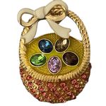 NEW Wearable Art Pendant by Roman Easter Basket Pink Gold Glitter Rhinestones Photo 2