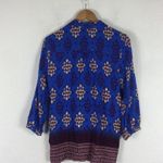 Anthropologie Maeve Woodland Walk Blue Boho Popover Button Top Size 8 Photo 13