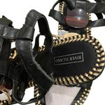 River Island  Tide Flat Sandal Black and Gold Embellished Sz8 Photo 4