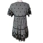 Zara TRF Size M Gingham Embroidered Mini Dress Tassels Boho Eyelet Babydoll Black Size M Photo 1