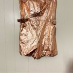 Urban Outfitters  Tara Metallic Rose Belted Pockets Strapless Romper Size L NWOT Photo 2