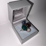 925 Sterling Silver Amethyst Moonstone Lapis Jade Cluster Bezel Quad Ring Size 8 Purple Photo 2