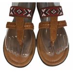 Minnetonka Barbados Brown Suede Leather Aztec Embroidered Thong Flat Sandals 6 Photo 2
