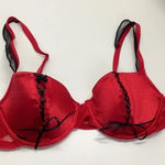 Popsi Size 36C Red Lace Up Underwire Bra W/Mesh Ruffle Trim (Preowned) Photo 6