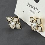 925 Enamel Camellia Earrings Paris style Womens Jewelry White Black Photo 6