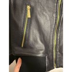 Michael Kors Perforated Black Genuine Leather Bomber Jacket Photo 4