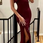 Black Halo Pabla one shoulder ruffled scuba high slit gown Photo 0