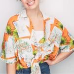 Urban Outfitters Wish You Were Here Hawaiian Print Button Up Oversized Tee Photo 1